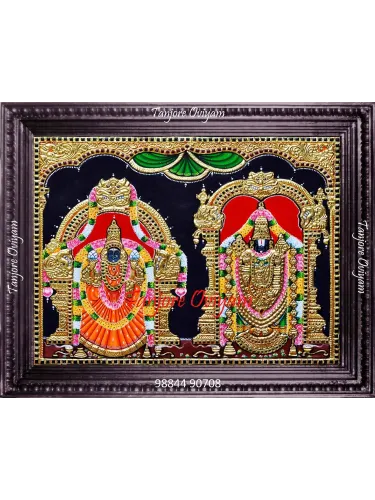 Authentic Thayar Balaji Tanjore painting with heavy gold, traditional colour palette and classical detailing